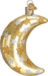 Old World Christmas Celestial Moon Glass Blown Ornament for Christmas Tree, Handcrafted Holiday Decoration, Outer Space Collection
