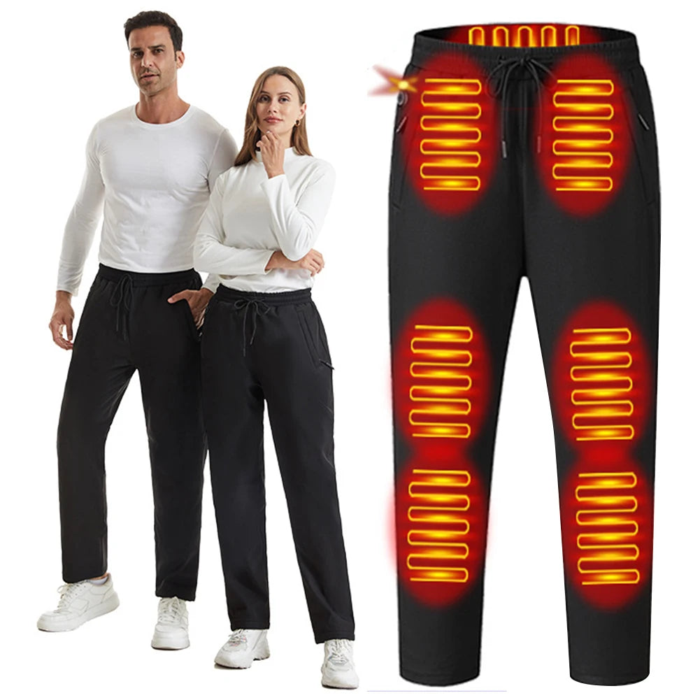 USB 5V Thermal Pants for Men Women Elastic Waist Waterproof Pants 12 Heating Zone Heated Trousers for Skiing Fishing Motorcycle