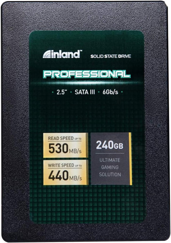 INLAND Pro 240GB SSD 3D NAND SATA III 2.5" 7Mm Internal Solid State Drive | 3D TLC NAND Flash, up to 530Mb/S Read & 440Mb/S Write, SATA III 6Gb/S Interface, Laptop & Desktop PC Upgrade, Professional