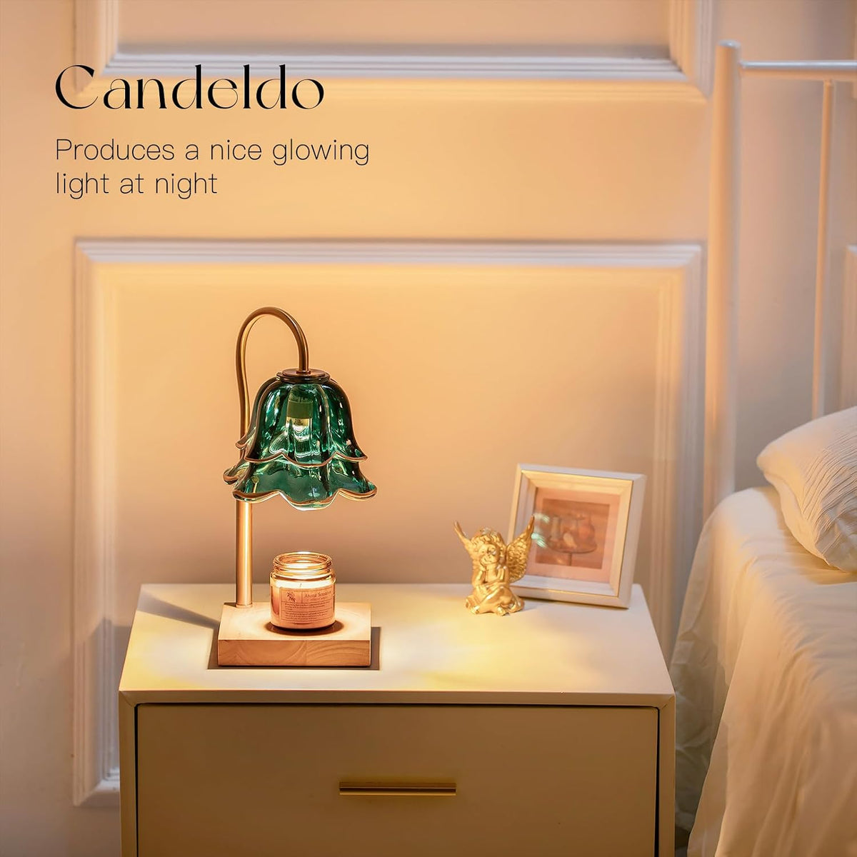 Candle Warmer Lamp with Timer, Green Flower Dimmable Wax Melt Lamp