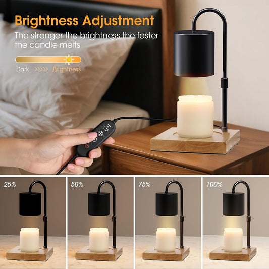 Candle Warmer Lamp, Electric Candle Warmer Lamp with 2H/4H/8H Timer Dimming Height Adjustable Safety Night Lamp, Home Scented Jar Candles Decor Gifts (2 Bulbs, Black)(Nld12)
