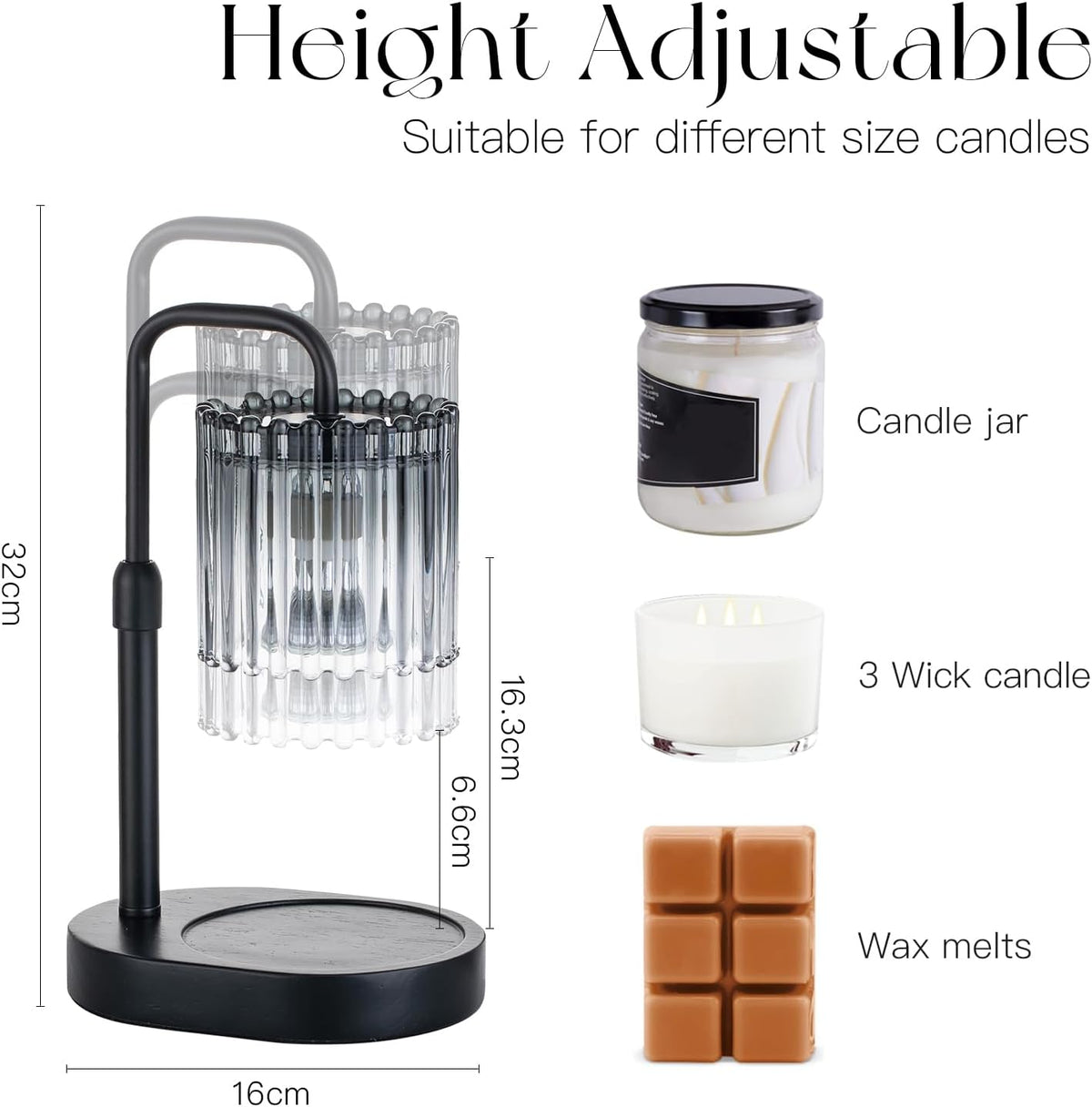 Black Candle Warmer Lamp with Timer, Birthday Gifts for Women Mum