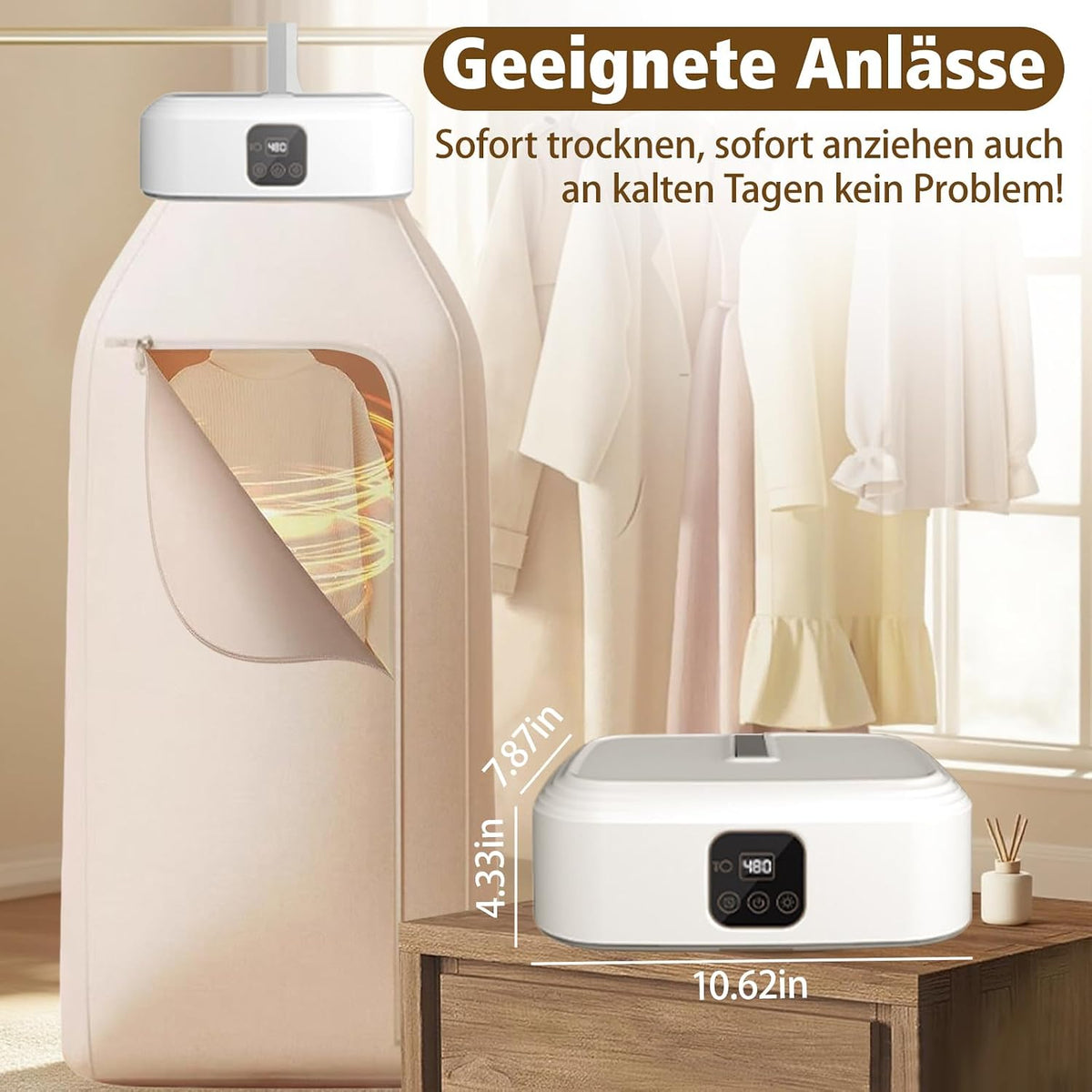 Tragbarer Wäschetrockner, Faltbare Mini-Trocknungsmaschine Mit 1-8H Timing Für Geschäftsreisen, Studentenwohnheime, Wohnungen, Hotels, Campingplätze Travel