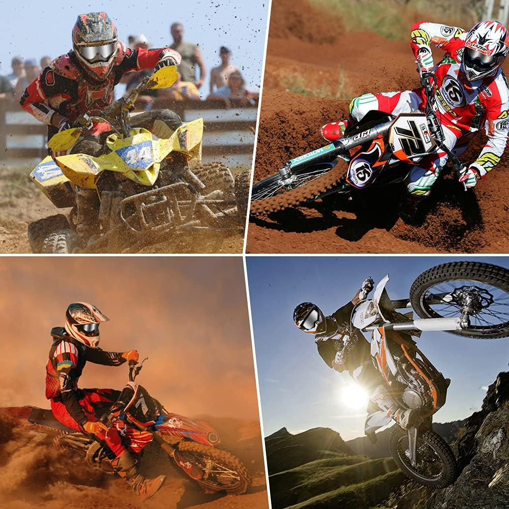 Motocross Goggles for Adult ATV, Motorcycle, Dirtbike & Offroad | UV400, Anti-Scratch, Dustproof, Silver MX Goggles