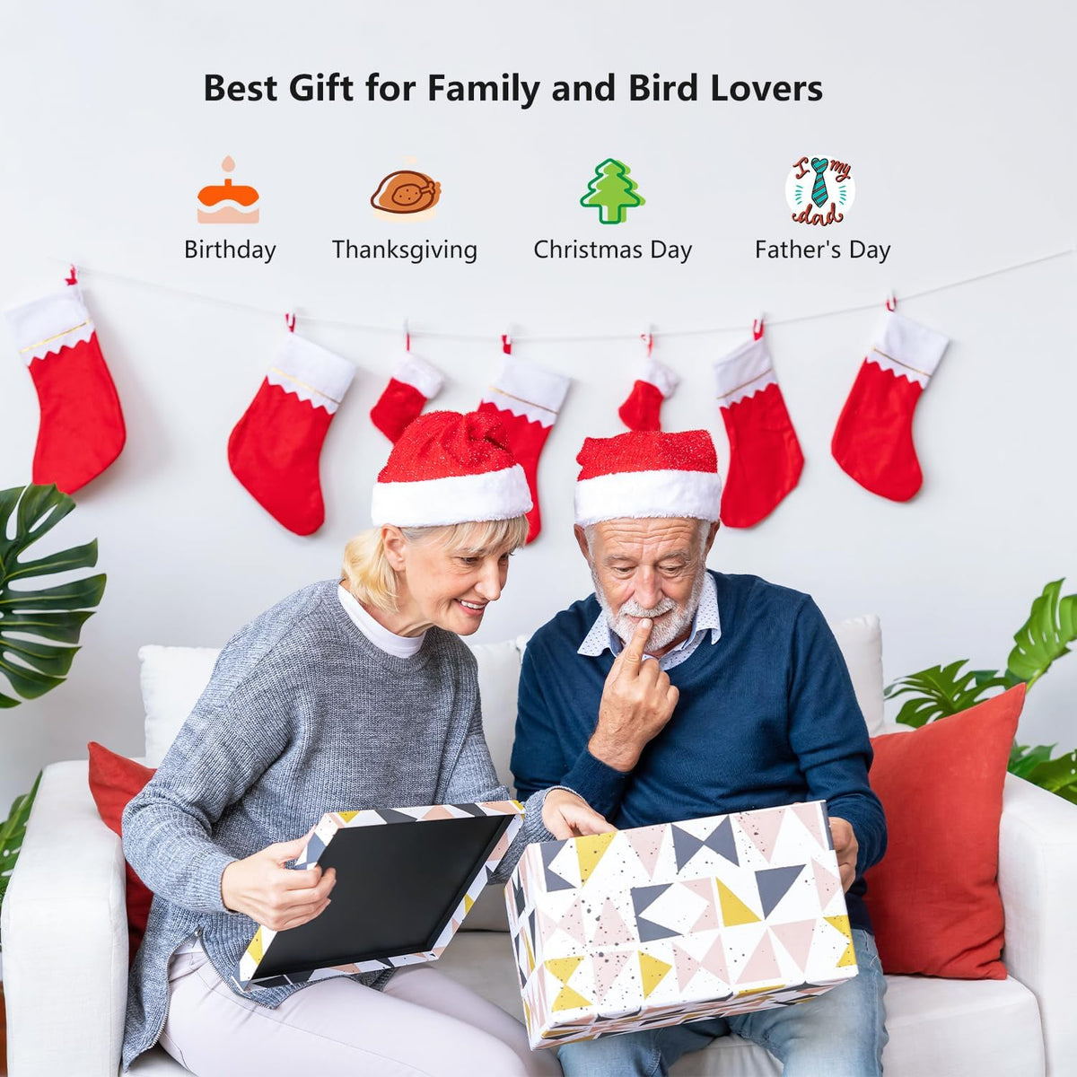 2K Smart Bird Feeders with Camera Solar Powered, Instant Bird Identify Notification, Live View, Squirrel Proof, Auto Capture and Record Videos, for Family and Bird Lovers
