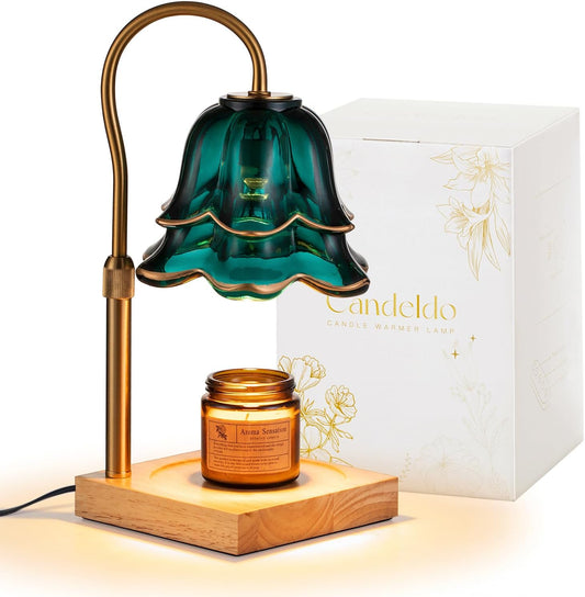 Candle Warmer Lamp with Timer, Green Flower Dimmable Wax Melt Lamp