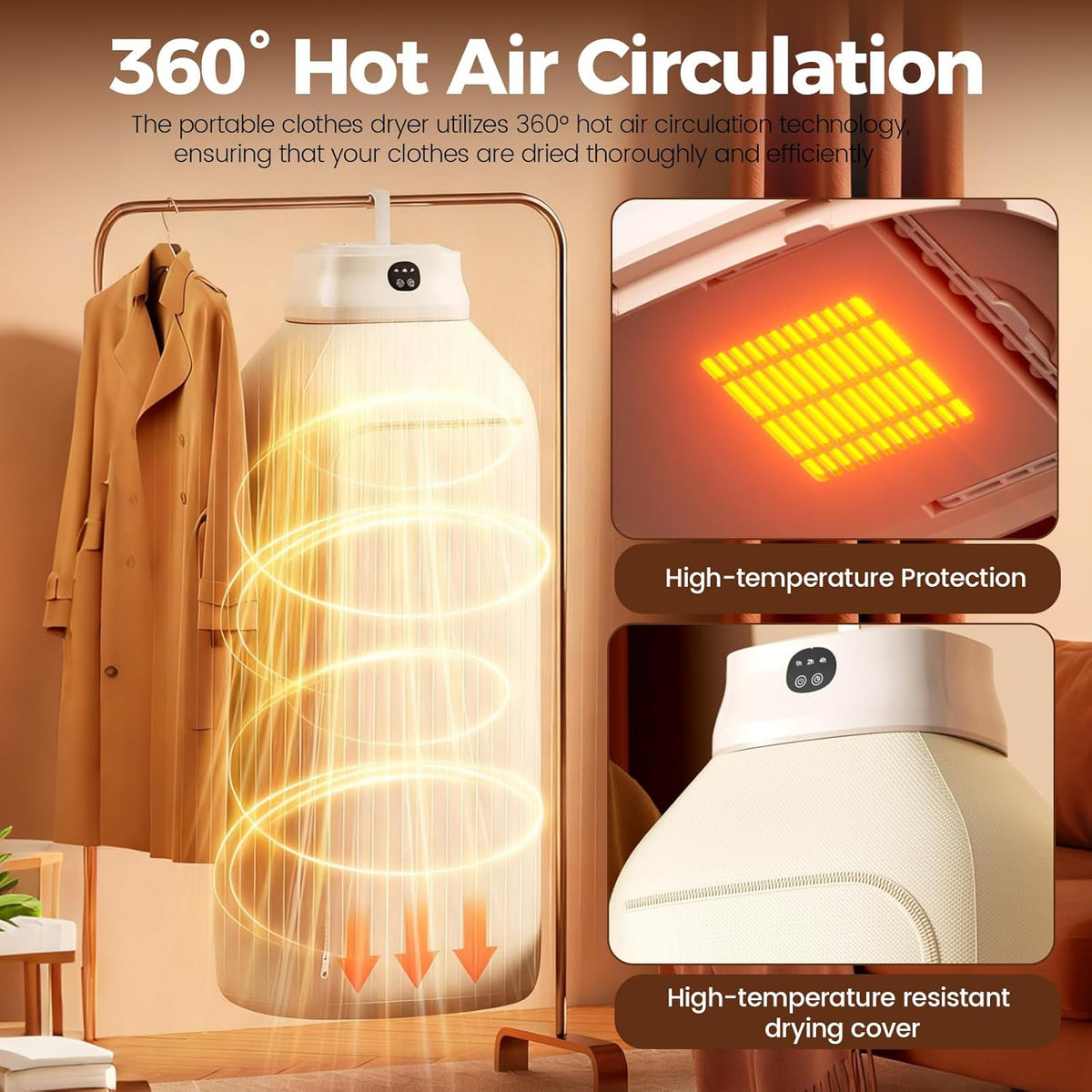Portable Clothes Dryer, Electric Mini Drying Machine with Timer and Dry Bag, Compact Laundry Dryer for Quickly Drying Socks, Underwear, Baby Clothes for Travel Hotel Apartments Use