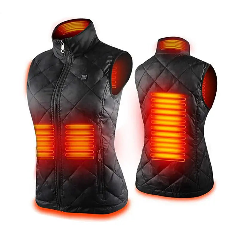 Women 9 Heated Vest Zones Electric Heated Jackets Women Sportswear Heated Coat Graphene Heat Coat USB Heating Jacket for Camping