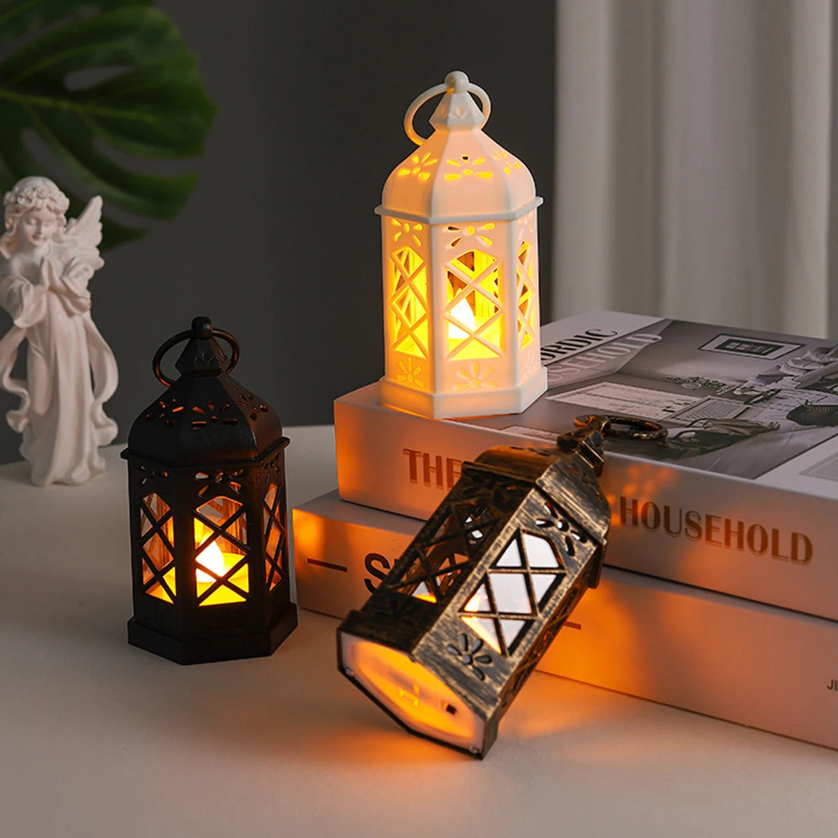Retro Desktop Lamp Atmosphere Decoration Creative Gift Hexagonal Wind Lamp Candle Lamp Led Wind Lamp Portable Small Horse Lamp