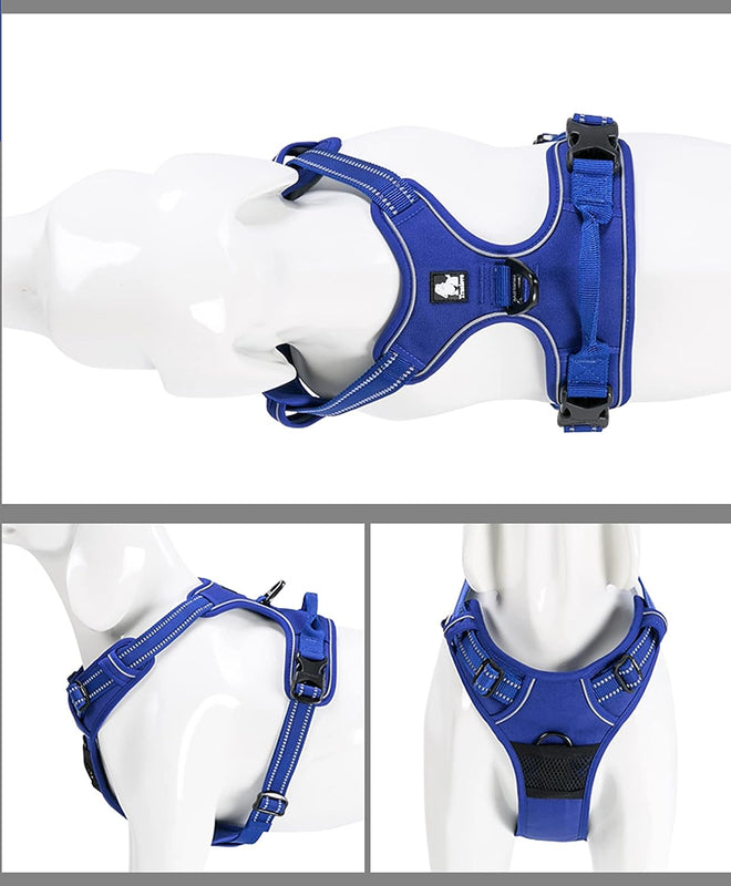 TRUE LOVE Adjustable No-Pull Dog Harness Reflective Pup Vest Harnesses Comfortable Control Brilliant Colors Truelove Tlh5651(Royal Blue,L) | Front Clip, No-Choke, Soft Padded, Control Handle, anti Escape, Dog Car Harness, Walking and Training, Escape Proo