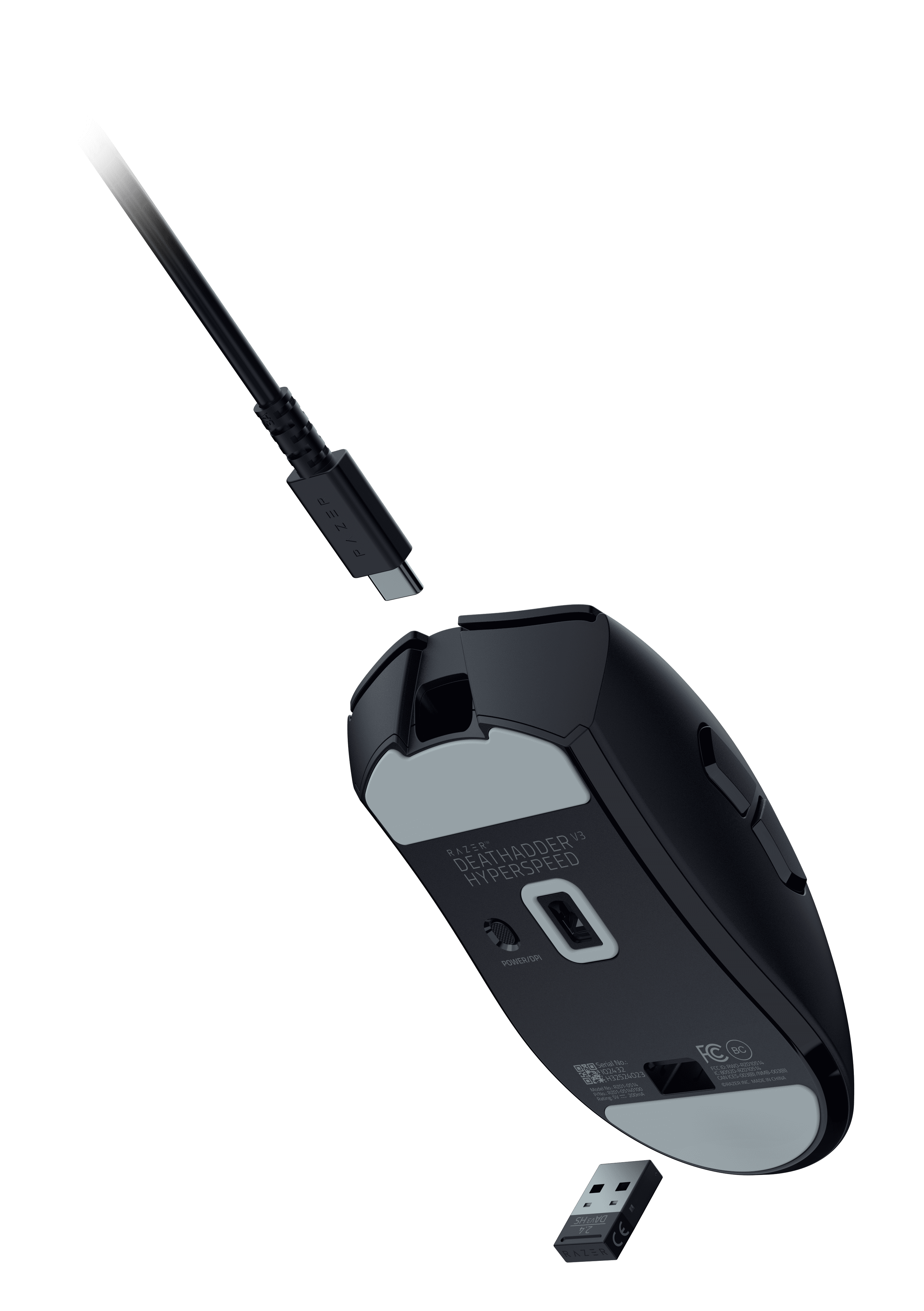 Deathadder V3 Hyperspeed Wireless Optical Ergonomic Gaming Mouse, 26000 DPI, Black