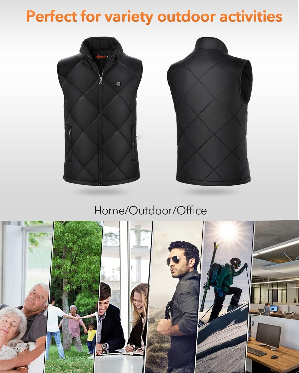 FERNIDA Heated Vest, 8 Heating Zones, Heating Vest for Men Women, Heated Warm Cold-Proof Electric Vest (Battery Not Included)