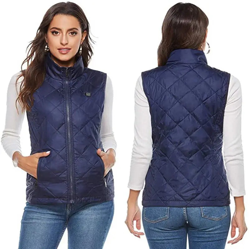 Women 9 Heated Vest Zones Electric Heated Jackets Women Sportswear Heated Coat Graphene Heat Coat USB Heating Jacket for Camping