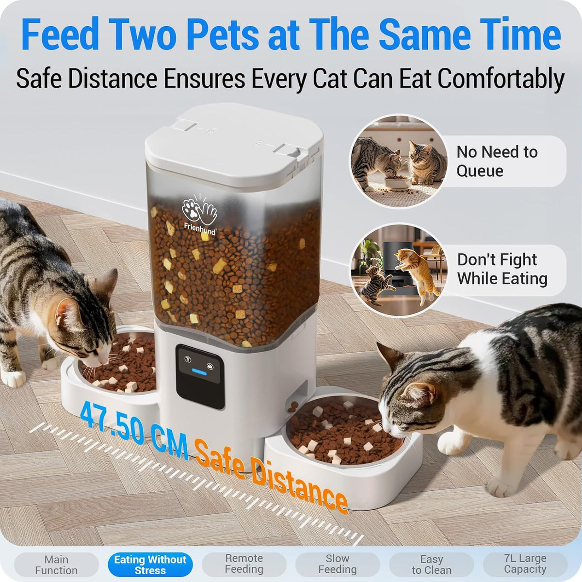 7L Automatic Cat Feeder for 2 Cats with APP Control(Acf190W-A)