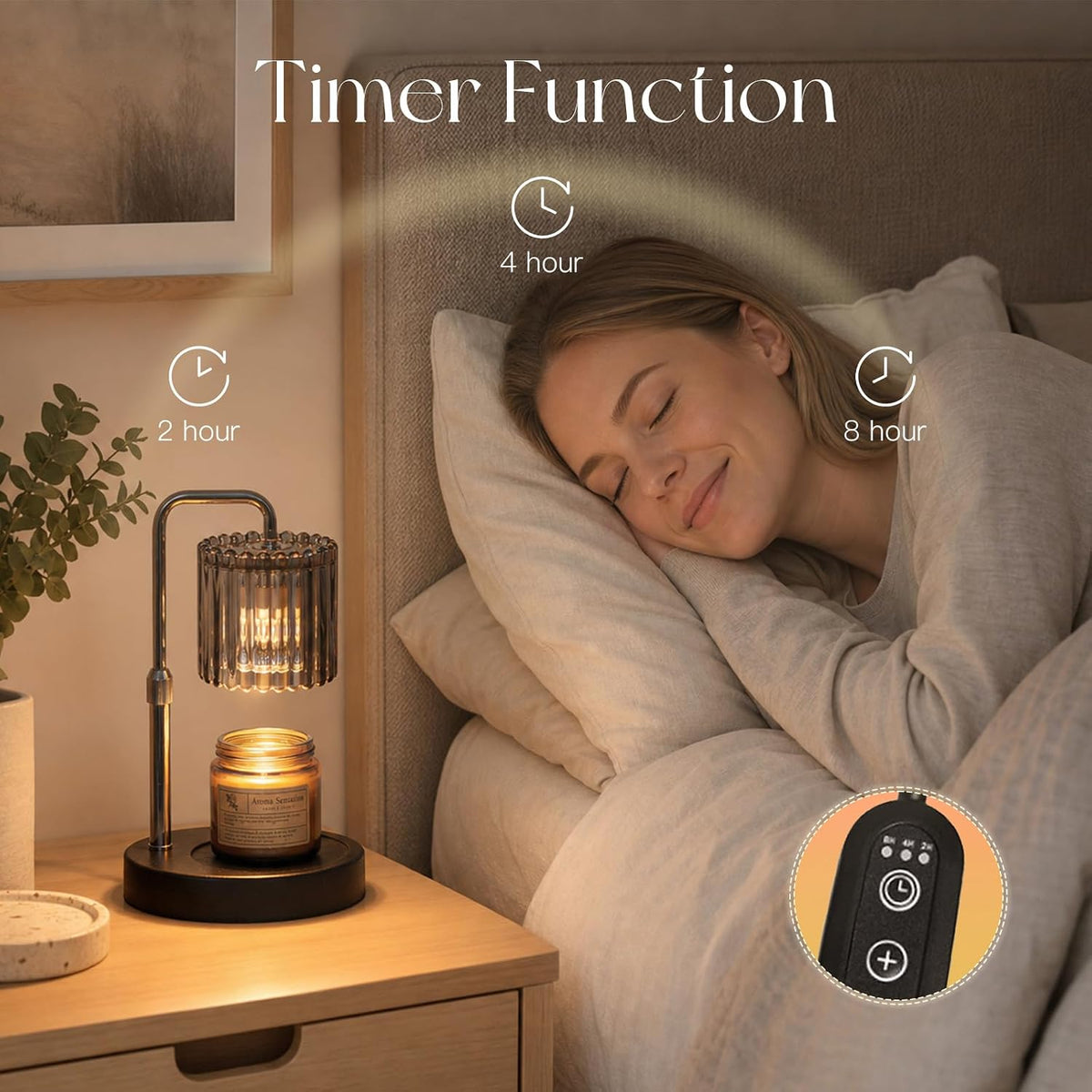Silver Candle Warmer Lamp with Timer, Birthday Gifts for Women Mum