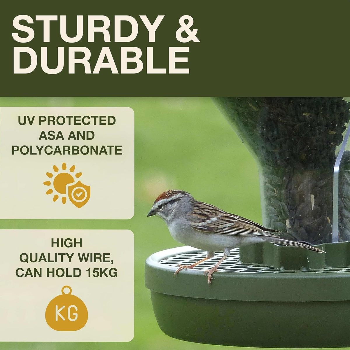 Bird Feeders Hanging Station - Davos - Smart Bird Feeder - No Mess Bird Seed - Seed Tray - Gardening Gifts - Bird Watching Gifts - Bird Table - Robin Food - Blackbird