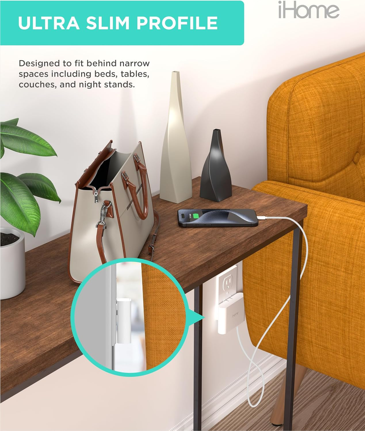Slim 4-Port USB Wall Charger, Flat Multiport Travel Plug Adapter | Foldable Prongs, 2.4A Rapid Charge Port, Charges Iphone, Android, Ipad, Airpods, Travel-Friendly, Charging Block for Home Use