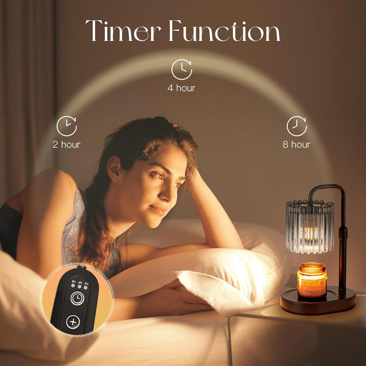 Black Candle Warmer Lamp with Timer, Birthday Gifts for Women Mum
