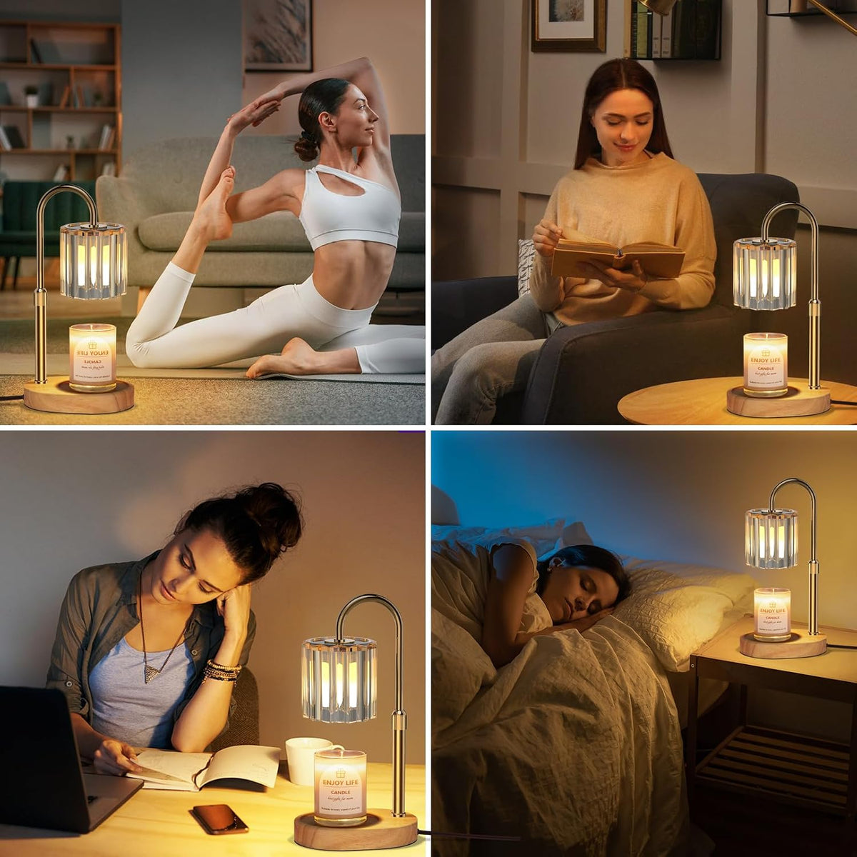 Candle Warmer Lamp with 2 Bulbs, Timer and Dimmer, Adjustable Height, Birthday Gifts for Women Mom, Wax Melt Warmer for Scented Jar Candles (074 Gold + 2 Replacement Bulbs)