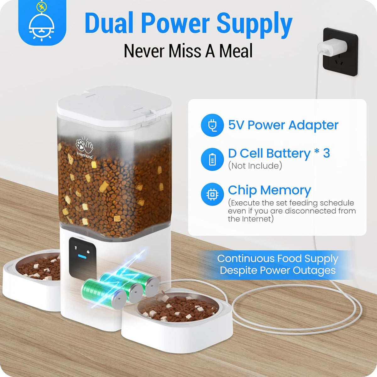 7L Automatic Cat Feeder for 2 Cats with APP Control(Acf190W-A)
