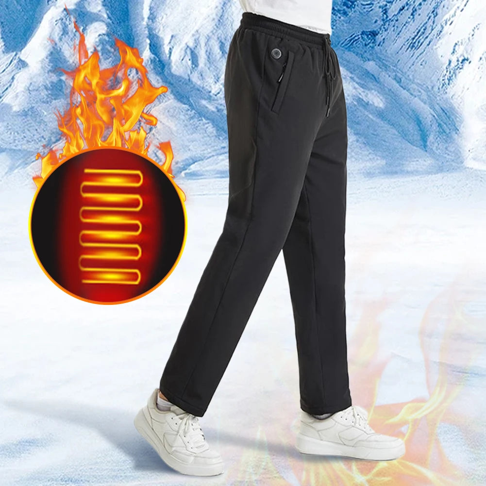 USB 5V Thermal Pants for Men Women Elastic Waist Waterproof Pants 12 Heating Zone Heated Trousers for Skiing Fishing Motorcycle