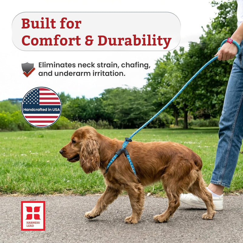 Harness Lead No Pull Dog Harness and Leash Set, anti Pull Dog Harness for All Breeds and Sizes, One-Piece Cushioned Rope Design Safely Prevents Escaping and Pulling (Small/Medium, Orange/Reflective)