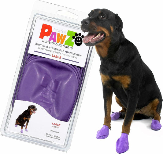 Pawz Rubber Dog Boots - Waterproof Non-Slip Dog Shoes for Hot Pavement, 12 Pack