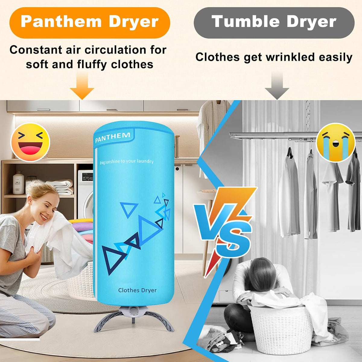 900W Portable Electric Clothes Dryer - Compact 2-Tier Detachable Heated Rack with Timer, 12KG Capacity, Space Saving Fast Warm Air Drying for Home, Apartment, RV and Travel, Blue