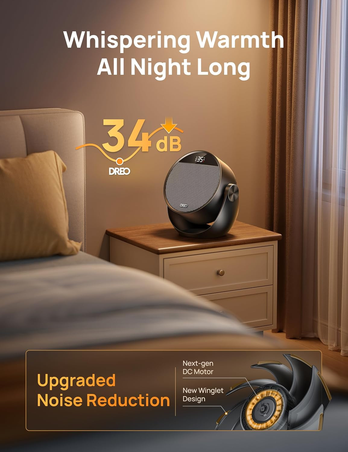 1500W Portable Electric Heater for Home, 60° Adjustable Tilt, 10.5Ft/S Fan Heater with Remote, 8 Safety Protections, 12H Timer, 3 Modes, Silent Small Ceramic Space Heaters for Bedroom, Atom 320