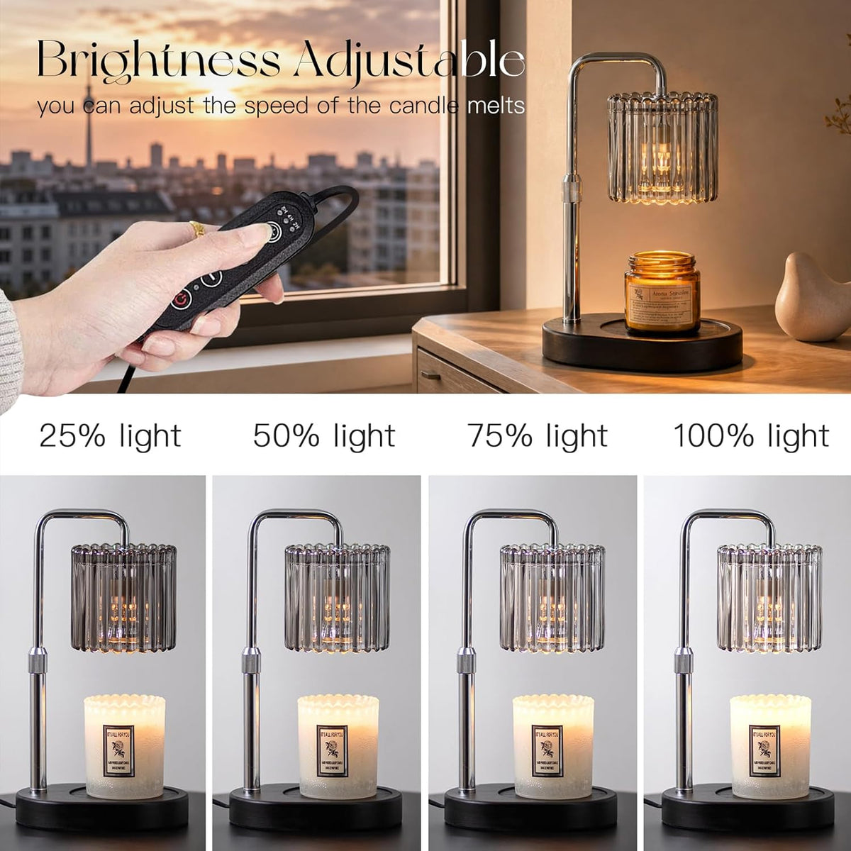 Silver Candle Warmer Lamp with Timer, Birthday Gifts for Women Mum