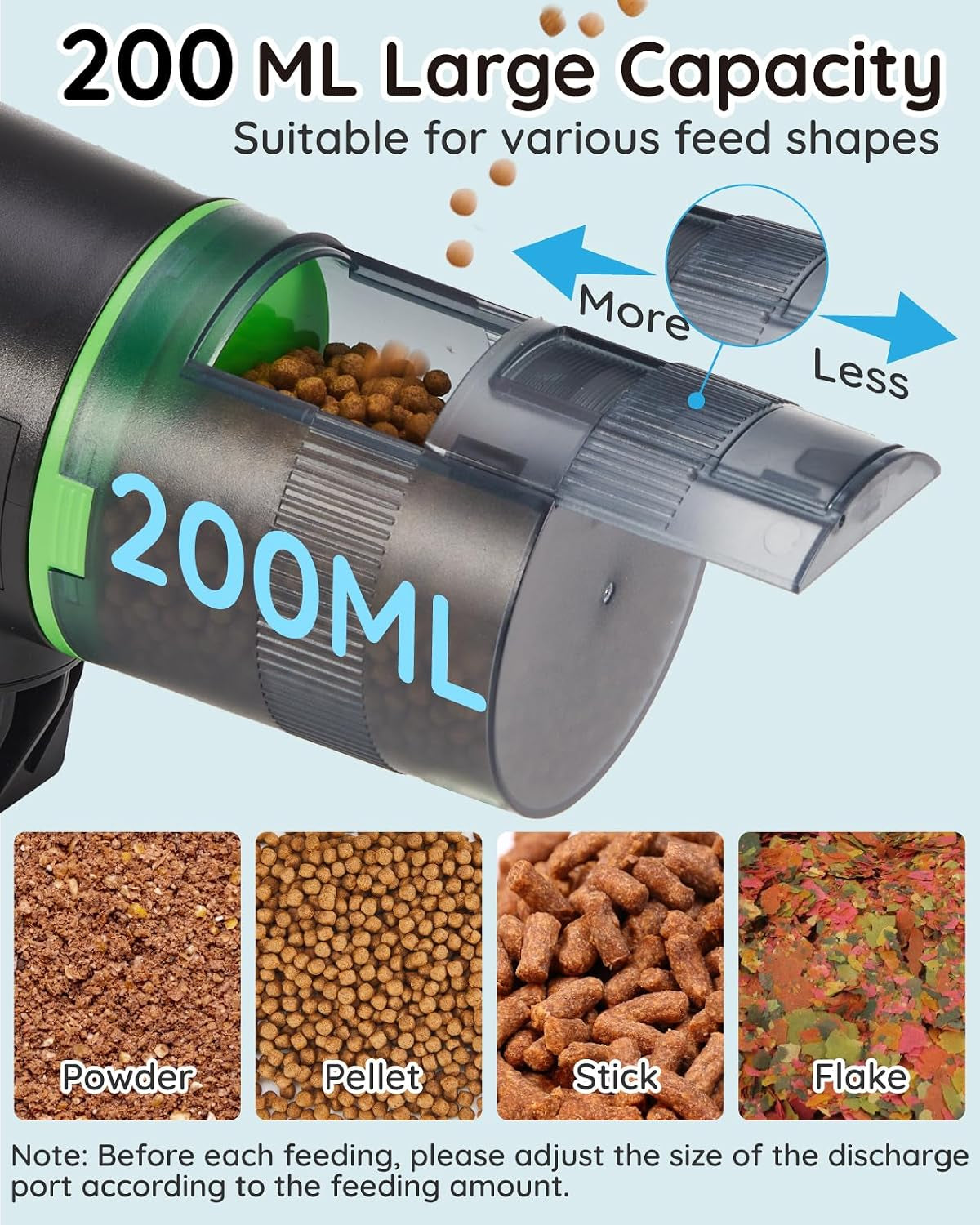 Automatic Fish Feeder for Aquarium - Battery Operated Autofish Feeder Dispenser with Lid, Moisture-Proof Auto Fish Feeder with Timer, 2 AAA Batteries and Fish Feeder Ring Included