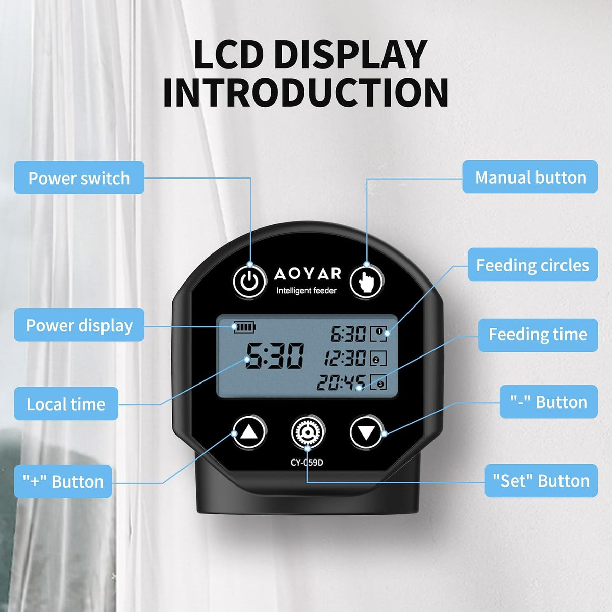Automatic Fish Feeder for Aquarium: USB Rechargeable Auto Food Dispenser, 200 ML Moisture-Proof Timer with LCD Display, Vacation Fish Tank Timer