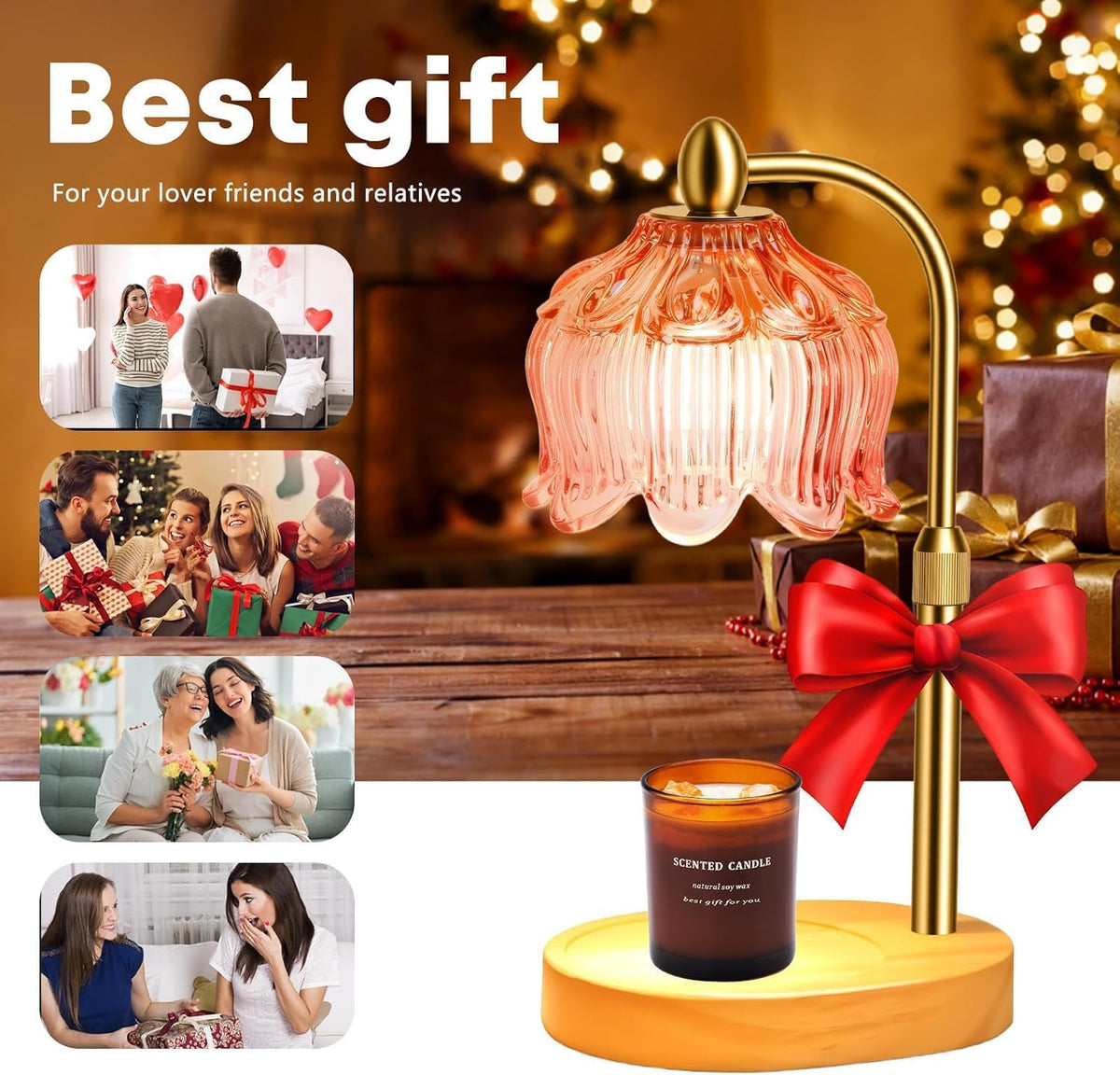 Candle Warmer Lamp with Timer Electric Adjustable Height Candle Warmer Dimmable Wax Warmer Lamp Jar Candles with 2 Bulbs for Home Decor & Office