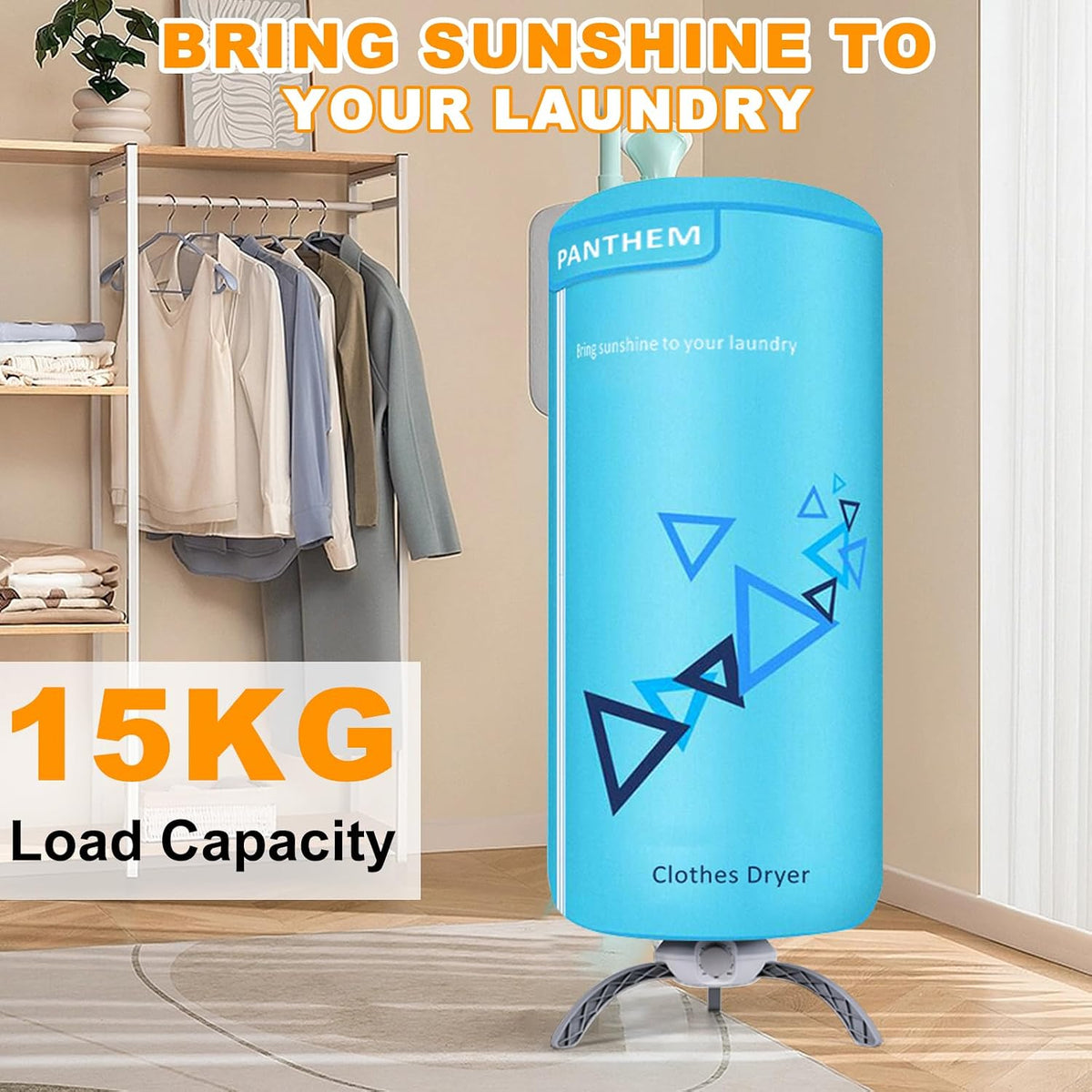 900W Portable Electric Clothes Dryer - Compact 2-Tier Detachable Heated Rack with Timer, 12KG Capacity, Space Saving Fast Warm Air Drying for Home, Apartment, RV and Travel, Blue
