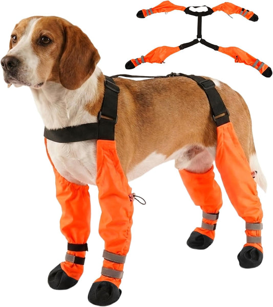 Waterproof Dog Suspender Boots Non-Slip for Small Medium (Orange S