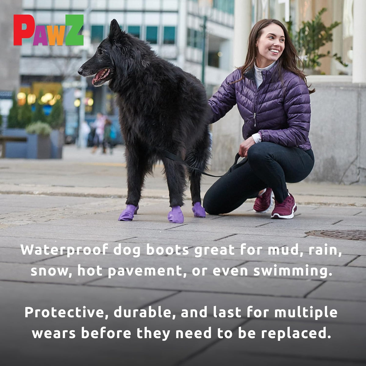 Pawz Rubber Dog Boots - Waterproof Non-Slip Dog Shoes for Hot Pavement, 12 Pack