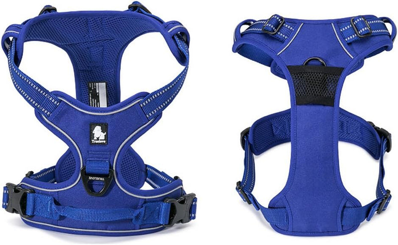 TRUE LOVE Adjustable No-Pull Dog Harness Reflective Pup Vest Harnesses Comfortable Control Brilliant Colors Truelove Tlh5651(Royal Blue,L) | Front Clip, No-Choke, Soft Padded, Control Handle, anti Escape, Dog Car Harness, Walking and Training, Escape Proo
