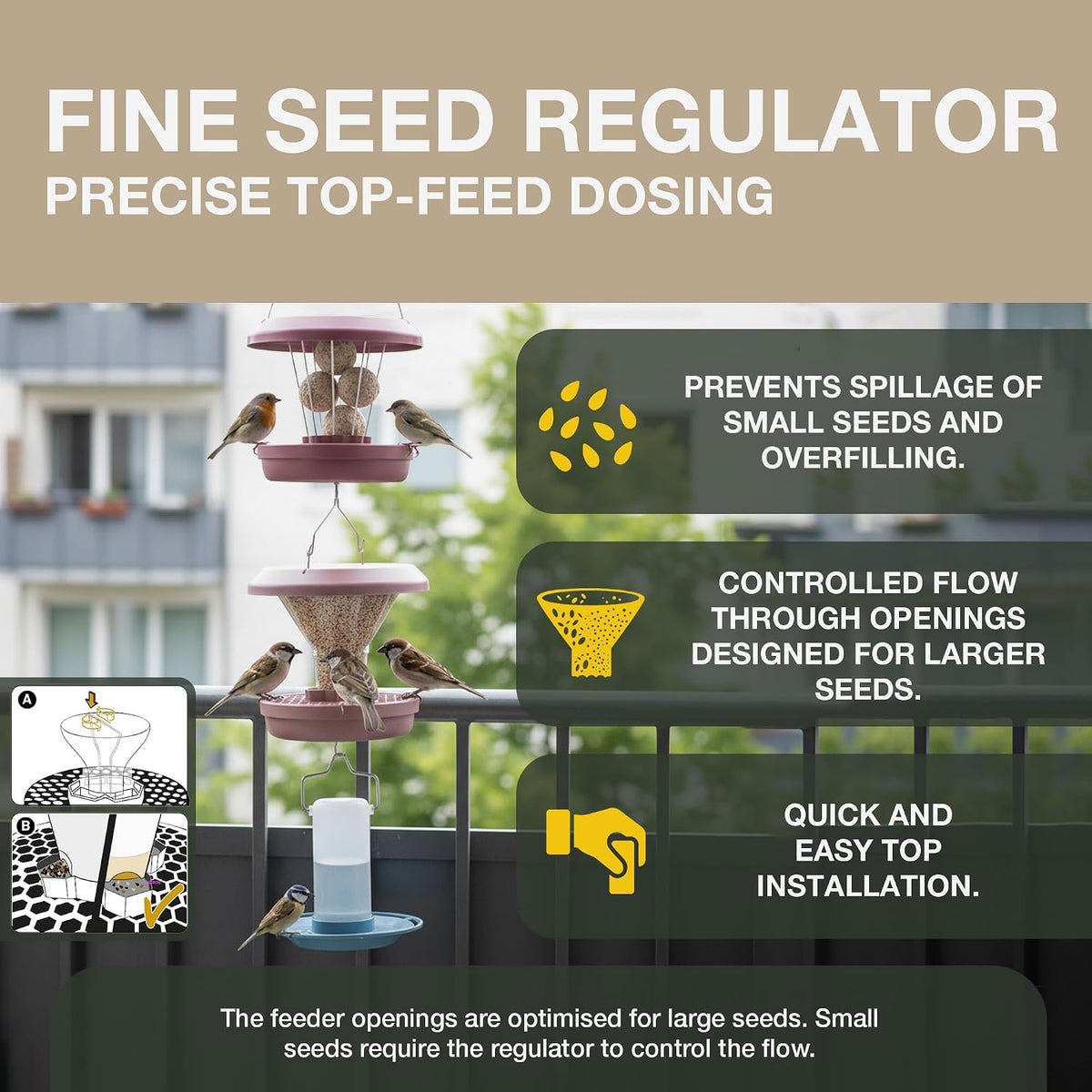 Duplex Connector – Vertical Link for Hanging Bird Feeders – Space-Saving Garden Accessory in Durable Steainles Steel Compatible with Lucerne & Davos SMART BIRDS