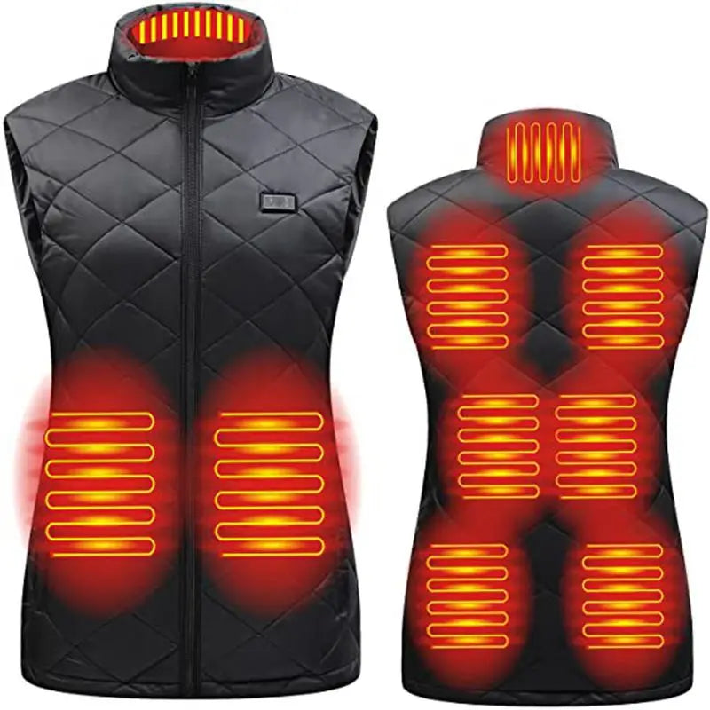 Women 9 Heated Vest Zones Electric Heated Jackets Women Sportswear Heated Coat Graphene Heat Coat USB Heating Jacket for Camping