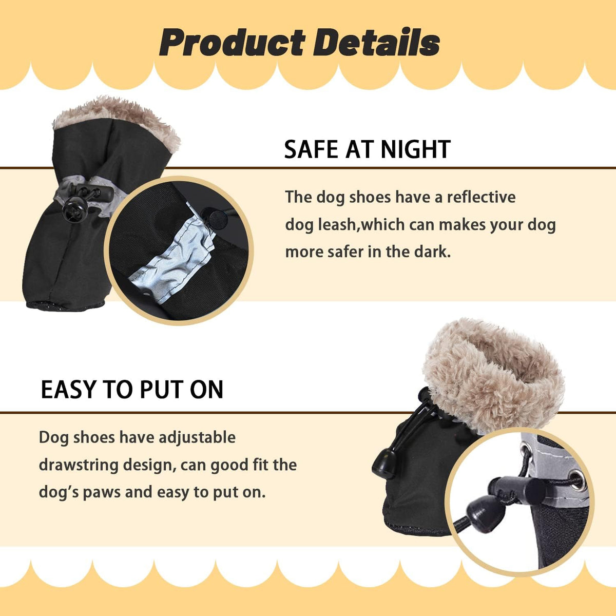 Dog Snow Boots, Dog Shoes for Winter, Dog Winter Boots for Small Medium Dogs Puppies, Dog Boots & Paw Protectors with Anti-Slip Sole and Plush, Pack of 4