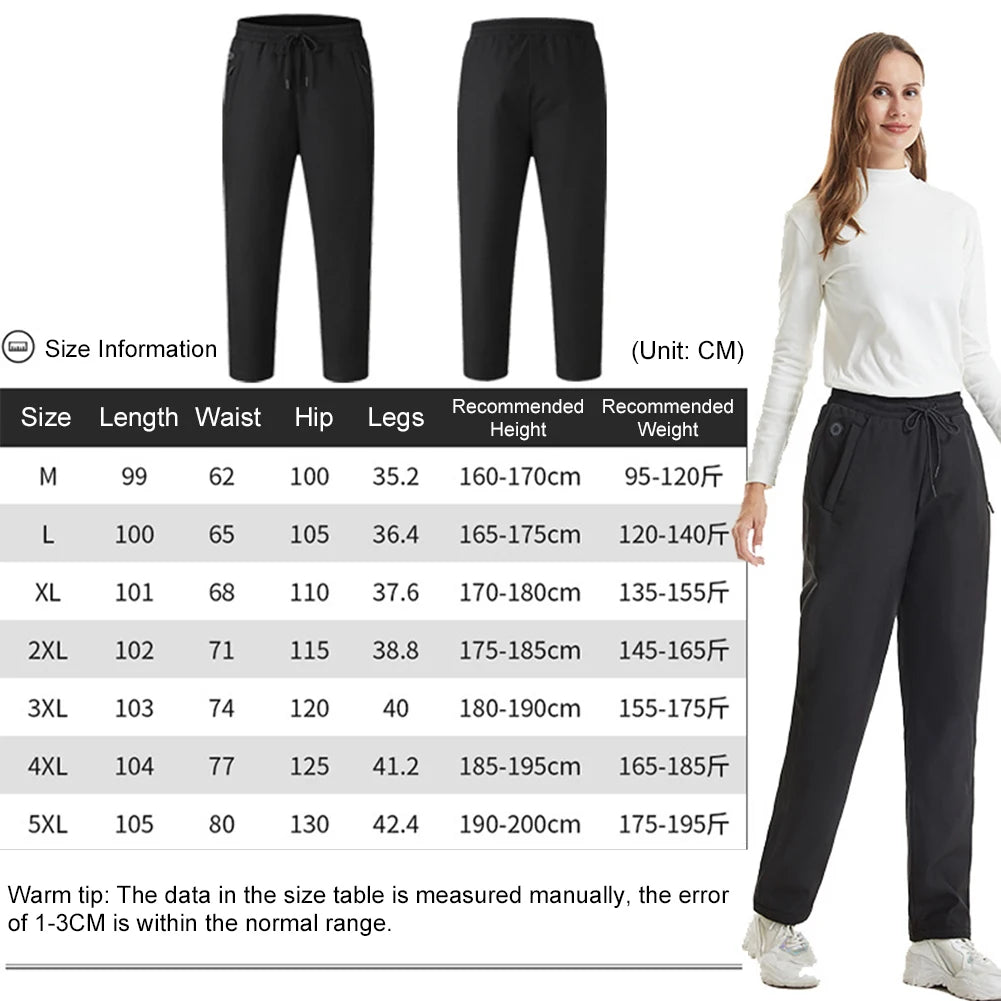 USB 5V Thermal Pants for Men Women Elastic Waist Waterproof Pants 12 Heating Zone Heated Trousers for Skiing Fishing Motorcycle