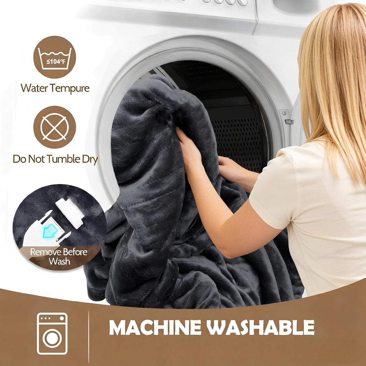 DOZAWA Wearable Heated Blanket with Foot Pocket, 52"X72" Electric Blanket with Sleeves for 12 Hours Timer, 6 Heat Settings, Flannel & Sherpa, Gray