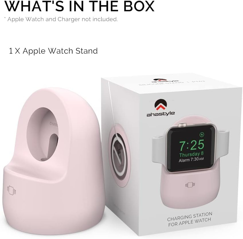 Iwatch Stand Silicone Charging Dock Holder for Apple Watch Ultra 2, Ultra, SE2, Series SE, 7 6 5 4 3 2 1 (45/44/42/41/40/38Mm), (Pink) | Charger Stand for Apple Watch Station, Lightweight, Portable, Travel, Supports Nightstand Mode, Pink