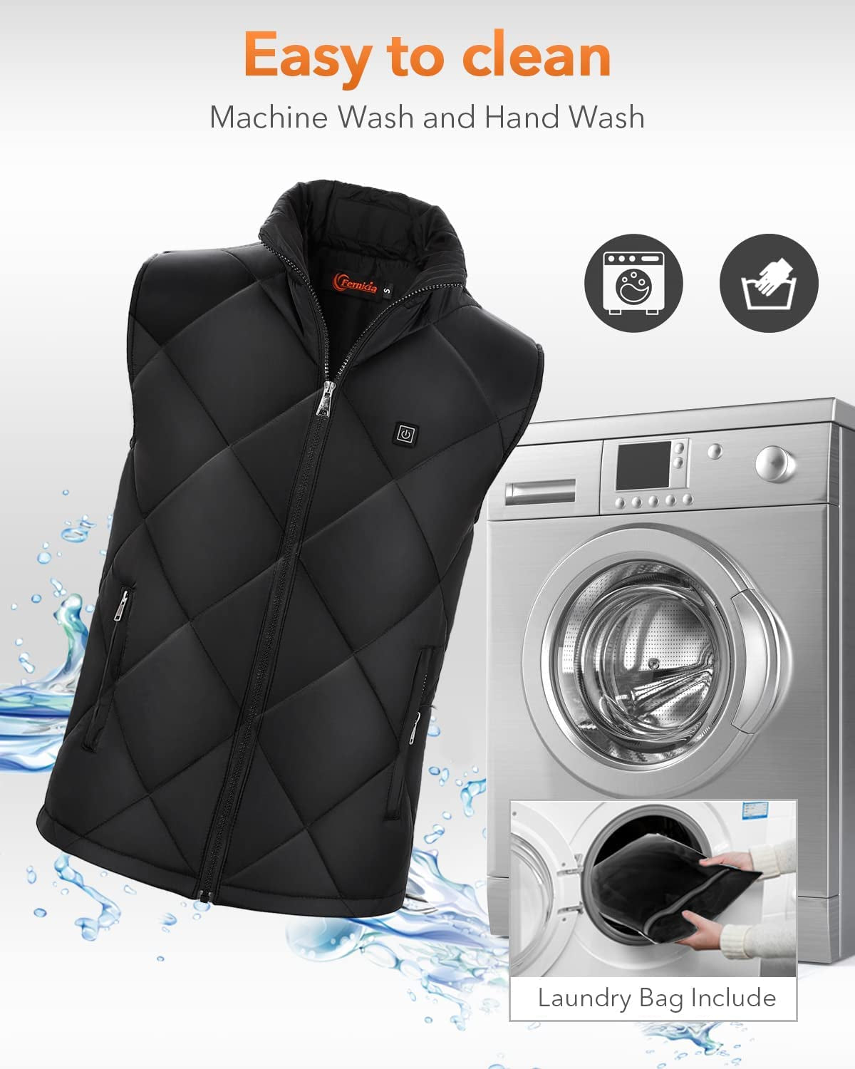 FERNIDA Heated Vest, 8 Heating Zones, Heating Vest for Men Women, Heated Warm Cold-Proof Electric Vest (Battery Not Included)