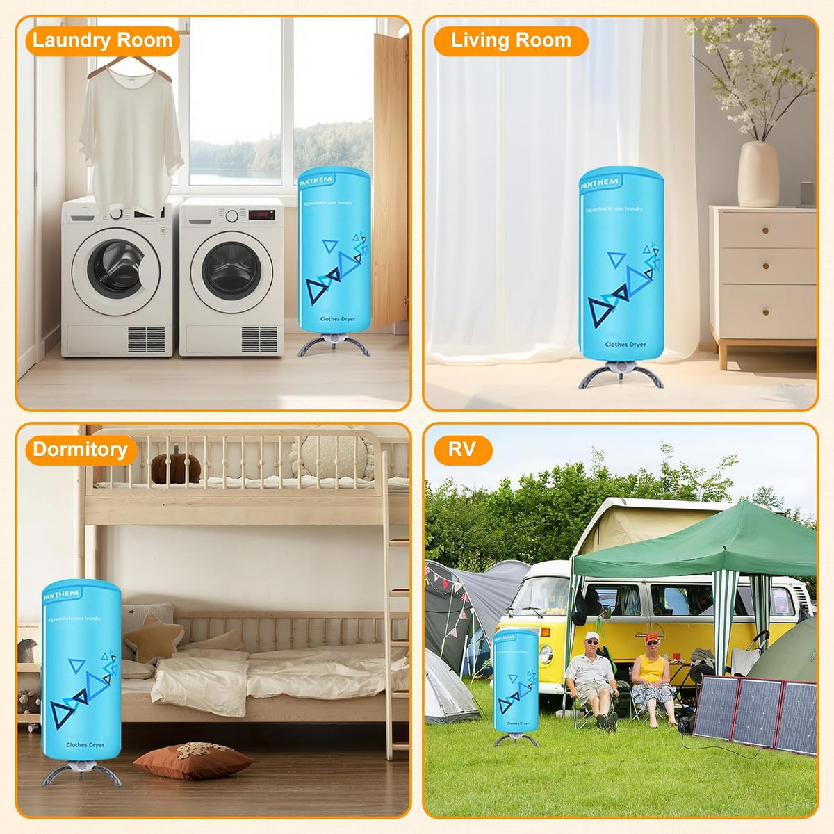 900W Portable Electric Clothes Dryer - Compact 2-Tier Detachable Heated Rack with Timer, 12KG Capacity, Space Saving Fast Warm Air Drying for Home, Apartment, RV and Travel, Blue